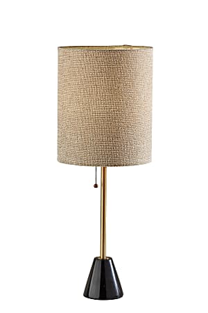 Adesso Tucker Table Lamp, 28”H, Beige Woven Fabric Shade/Antique Brass Base
