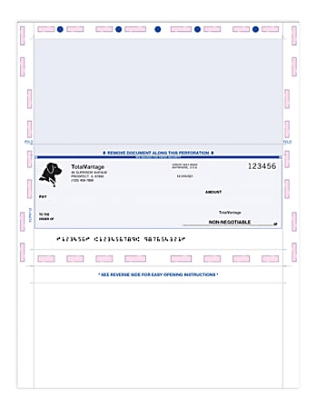 Custom Secure Print Pressure Seal Checks With Toner Adhesion, Blue Imprint, Z Fold, 8" 1/2 x 11", Pack of 500