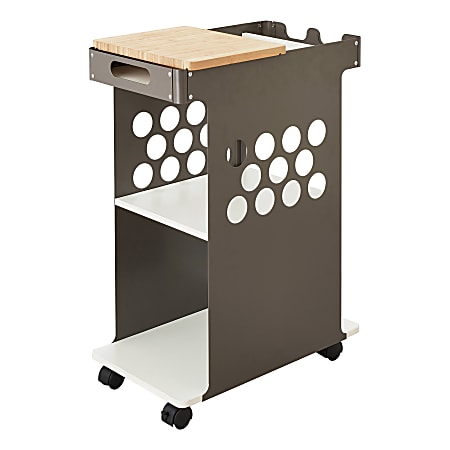 Safco® 2-Shelf Mobile Cart, With Sliding Worksurface, 34"H x 14"W x 24"D, White