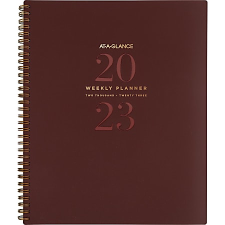 AT-A-GLANCE Signature Lite 2023 RY Weekly/Monthly Planner, Maroon, Large, 8 1/2” x 11”, YP905L5023