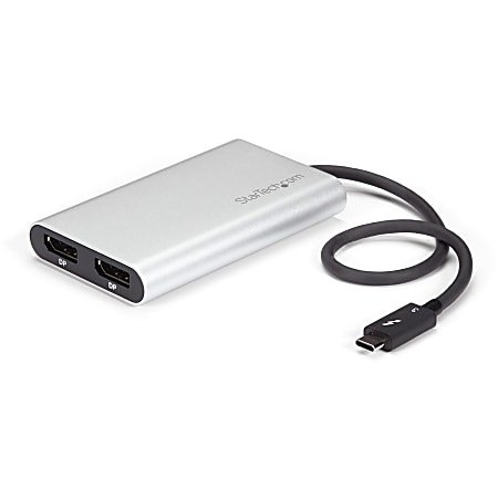 StarTech.com Thunderbolt 3 to Dual DisplayPort Adapter - 4K 60Hz - for Mac and Windows - Thunderbolt 3 Adapter - Windows and Mac - Run the most resource demanding applications on two Ultra HD 4K displays, or run a 5K monitor from a single Thunderbolt 3