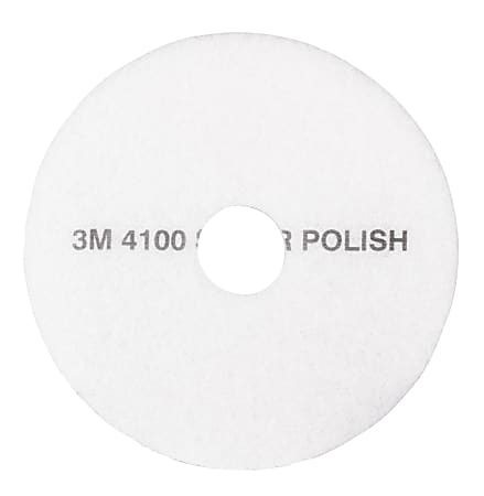 3M™ 4100 Super Polishing Floor Pads, 13" Diameter, White, Case Of 5