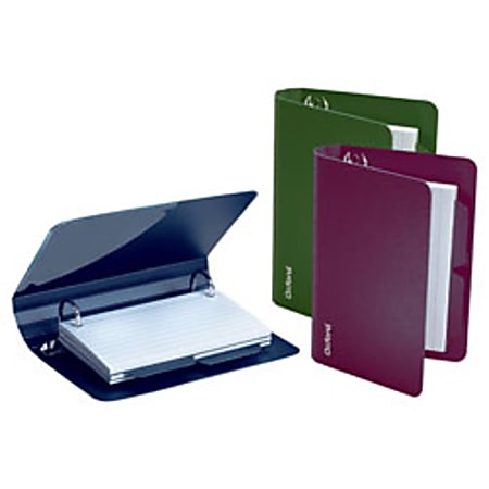 Oxford® Poly Index Card Binder, 4 1/2"H x 6 1/2"W x 1 1/2"D, Assorted Colors (No Color Choice)