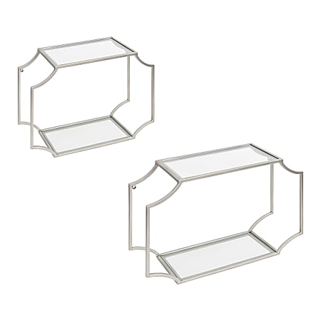 Kate and Laurel Ciel Modern Glam Metal Wall Shelf Set, Silver, Set Of 2 Shelves, 219652
