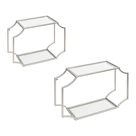 Kate and Laurel Ciel Modern Glam Metal Wall Shelf Set, Silver, Set Of 2 Shelves