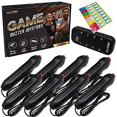 Digital Energy Handheld Buzzer Game System Console With 8 Joystick Buzzers, 9-3/4” x 6-5/16” x 3-5/16”, Black, All Ages