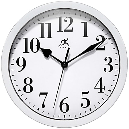 Infinity Instruments Simple Round Wall Clock, 9”, Silver