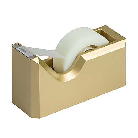 JAM Paper® Plastic Tape Dispenser, 4-1/2"H x 2-1/2"W x 1-3/4"D, Gold