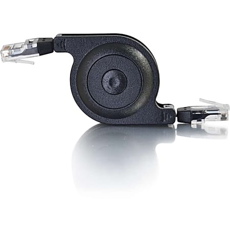 C2G 6ft Cat5e Retractable Network Patch Cable - 6 ft Category 5e Network Cable for Network Device, Notebook, Tablet PC - First End: 1 x RJ-45 Network - Male - Second End: 1 x RJ-45 Network - Male - Patch Cable - Black