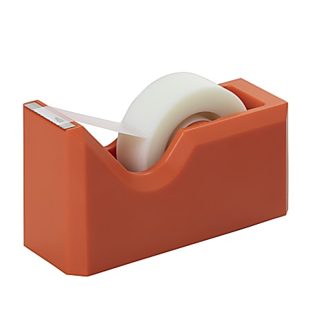 JAM Paper® Plastic Tape Dispenser, 4-1/2"H x 2-1/2"W x 1-3/4"D, Orange