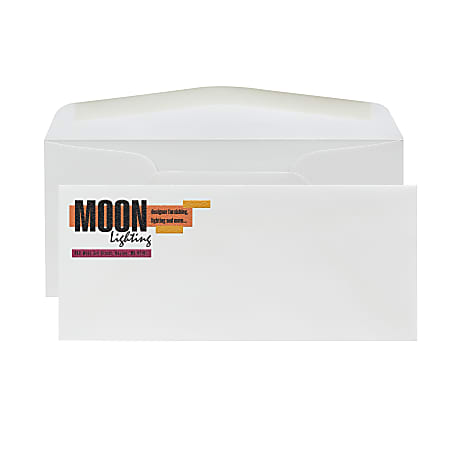 Custom #10 Full Color Raised Print Stationery Envelopes With Moisture/Gum-Seal, 4-1/8" x 9-1/2", Bright White Woven, Box Of 250 Envelopes