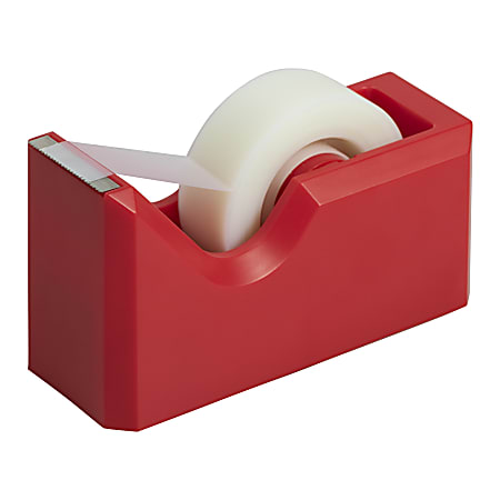 JAM Paper® Plastic Tape Dispenser, 4-1/2"H x 2-1/2"W x 1-3/4"D, Red