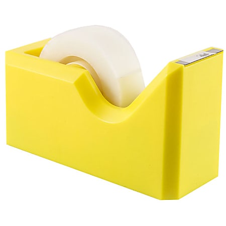 JAM Paper® Plastic Tape Dispenser, 4-1/2"H x 2-1/2"W x 1-3/4"D, Yellow