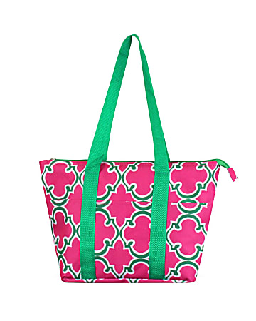 Zodaca Large Insulated Lunch Tote Bag, Pink Quatrefoil