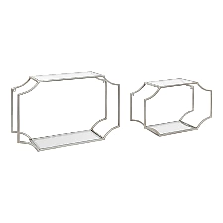 Kate and Laurel Ciel Modern Glam Metal Wall Shelf Set, Silver, Set Of 2 Shelves, 220465