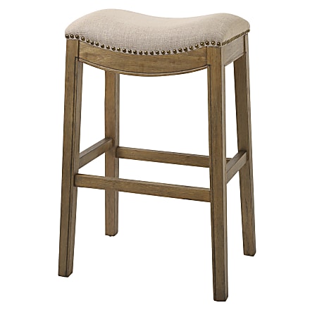 New Ridge Home Goods Saddle-Style Bar Stool, Natural/Cream