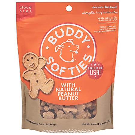 Cloud Star Buddy Soft and Chewy Biscuit Treats, Peanut Butter, 6 Oz, Total Qty 12