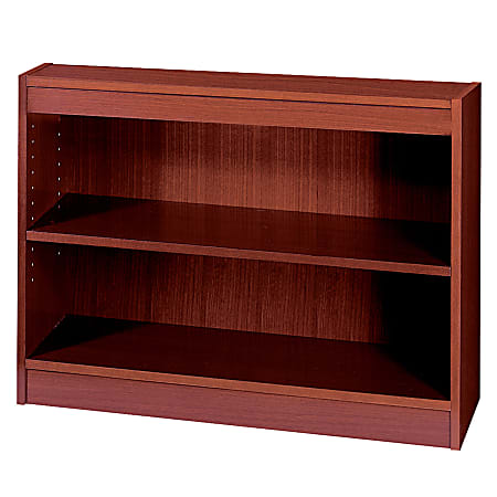 Safco® Square-Edge Veneer Bookcase, 2 Shelves, 30"H x 36"W x 12"D, Mahogany