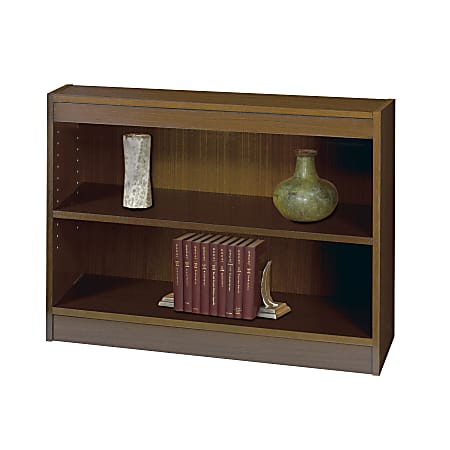 Safco® Square-Edge Veneer Bookcase, 2 Shelves, Walnut