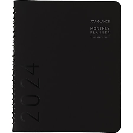2024 AT-A-GLANCE® Contemporary Monthly Planner, 7" x 8-3/4", Black, January To December 2024, 70120X05