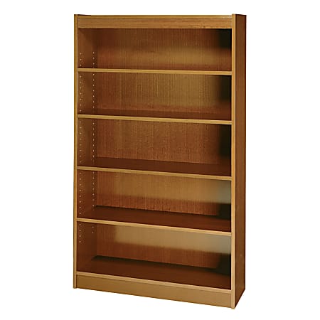 Safco® Square-Edge Veneer Bookcase, 5 Shelves, Walnut