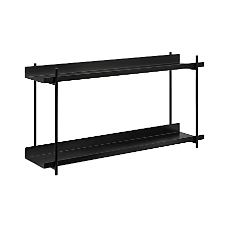 Kate and Laurel Dominic Tiered Wall Shelves, 14-5/8”H x 28”W x 7”D, Black, Set Of 2 Shelves