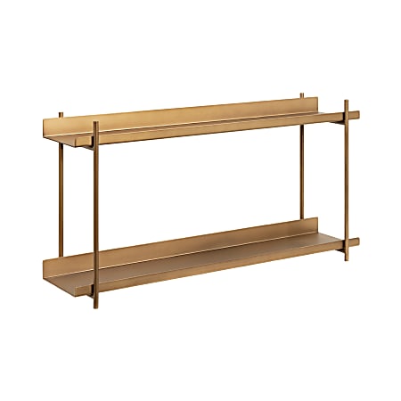 Kate and Laurel Dominic Tiered Wall Shelves, 14-5/8”H x 28”W x 7”D, Gold
