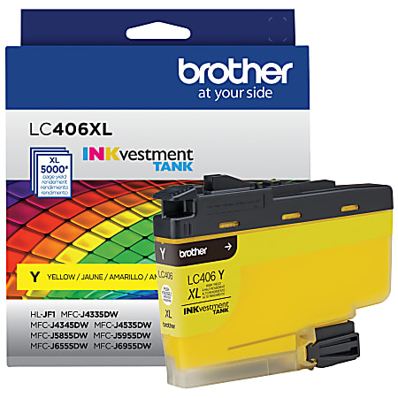 Brother® LC406XLY Genuine High-Yield Yellow INKvestment Tank Ink Cartridge