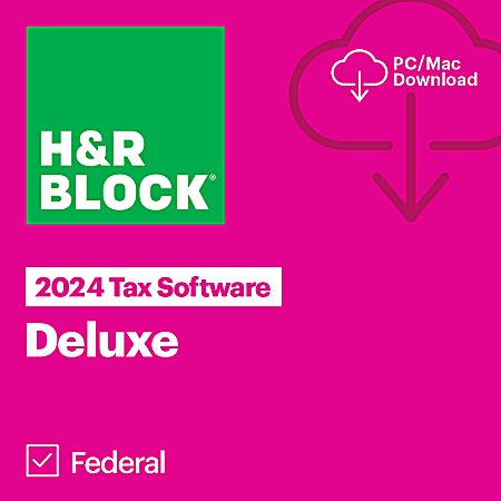 H&R Block Deluxe Software 2024, 1 Device, Windows/Mac, Download