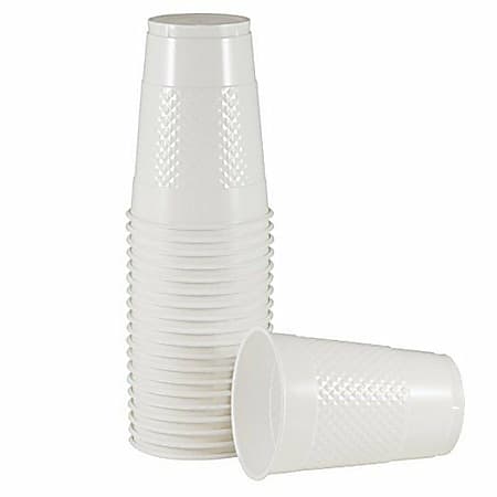 JAM PAPER Plastic Party Cups, 16 oz, White, 20 Glasses/Pack