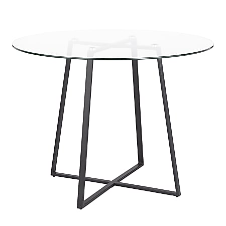 LumiSource Cosmo Glass Dining Table, 30-1/4"H x 39-1/2"W x 39-1/2"D, Clear/Black