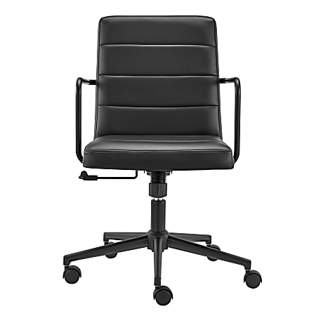Eurostyle Leander Faux Leather Low-Back Office Chair, Black/Chrome