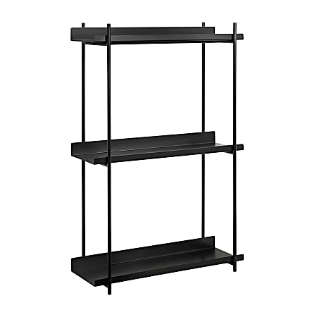 Kate and Laurel Dominic Tiered Wall Shelves, 30”H x 20”W x 7”D, Black