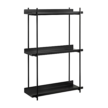 Kate and Laurel Dominic Tiered Wall Shelves, 30”H x 20”W x 7”D, Black, Set Of 3 Shelves