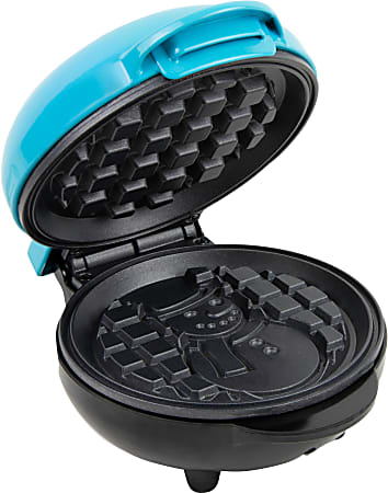 Nostalgia MyMini Personal Electric Waffle Maker, 3-3/4”H x 6-1/2”W x 5-1/4”D, Blue Snowman