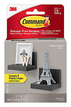 Command™ Display Ledge, 3"H x 4"W x 3 1/2"D, Slate