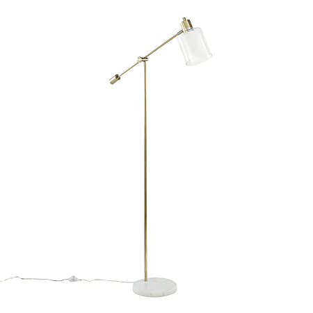 LumiSource Marcel Floor Lamp, 73"H, Clear Shade/White Base