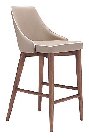 Zuo Modern® Moor Bar Chair, Counter Height, Beige/Walnut
