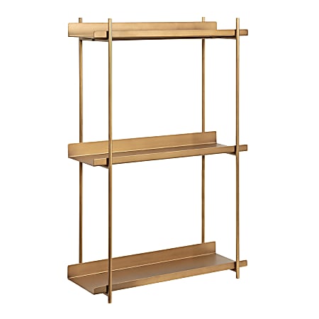 Kate and Laurel Dominic Tiered Wall Shelves, 30”H x 20”W x 7”D, Gold, Set Of 3 Shelves