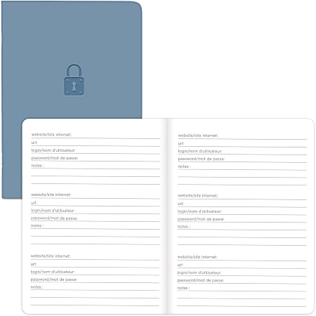 Rediform Password Notebook - 64 Pages - Sewn - 0.40" x 3.5"5" - Light Blue Cover - Compact, Flexible Cover, Note Section - Recycled - 1 Each