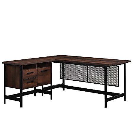 Sauder® Briarbrook 66"W L-Shaped Computer Desk, Black/Barrel Oak