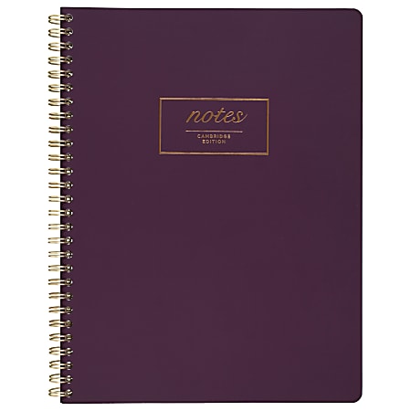 Cambridge® Fashion Twin-Wire Business Notebook, 7 1/4" x 9 1/2", College Ruled, 80 Sheets, Purple (49556)