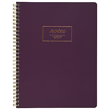 Cambridge® Fashion Twin-Wire Business Notebook, 7 1/4" x 9 1/2", College Ruled, 80 Sheets, 30% Recycled, Purple (49556)