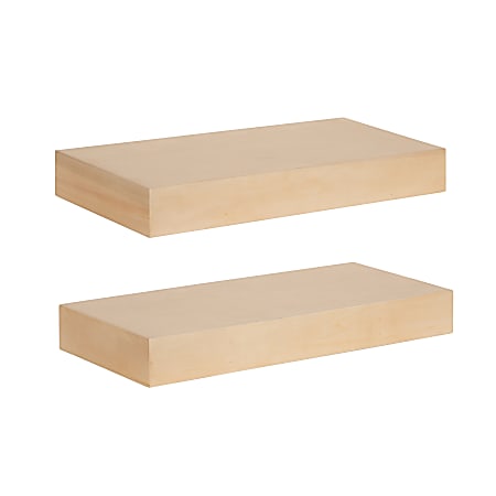 Kate and Laurel Havlock Wood Shelf Set, 2-1/4”H x 18”W x 8”D, Natural