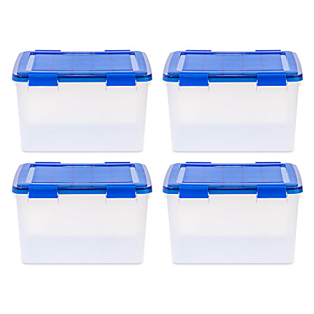 Iris Ultimate Weathertight Storage Boxes, 19-3/4”L x 16-3/16”W x 14-1/4”H, 46.6 Qt, Clear, Set Of 4 Boxes