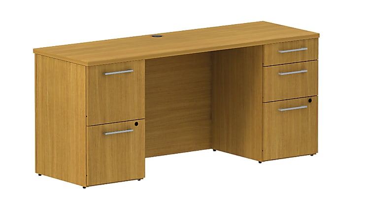 BBF 300 Series 5-Drawer Double-Pedestal Credenza, 29 1/10"H x 65 3/5"W x 21 4/5"D, Modern Cherry, Standard Delivery Service