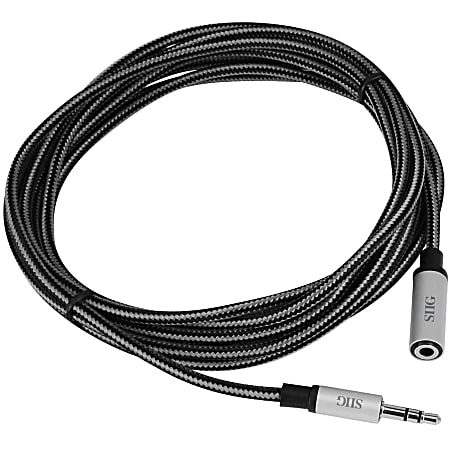 SIIG Woven Fabric Braided 3.5mm Stereo Aux Cable, 9.80'
