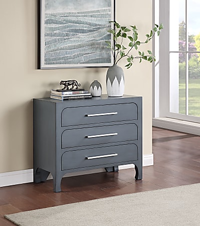 Coast To Coast Chelsea Wooden Chest With 3 Drawers, 30-1/2”H x 35”W x 18”D, Gray