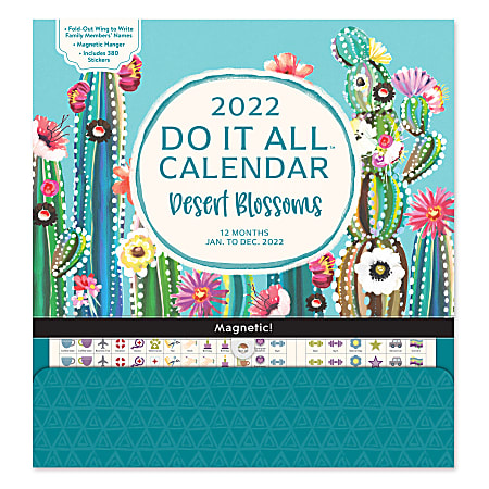 Orange Circle Studio™ Do It All Monthly Wall Calendar, 12-7/8" x 12", FSC® Mixed, Desert Blossoms, January To December 2022
