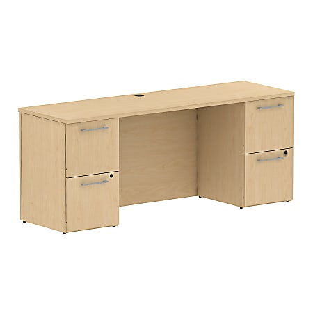 Bush Business Furniture 300 Series Office Desk With 2 Pedestals 72"W, Natural Maple, Standard Delivery